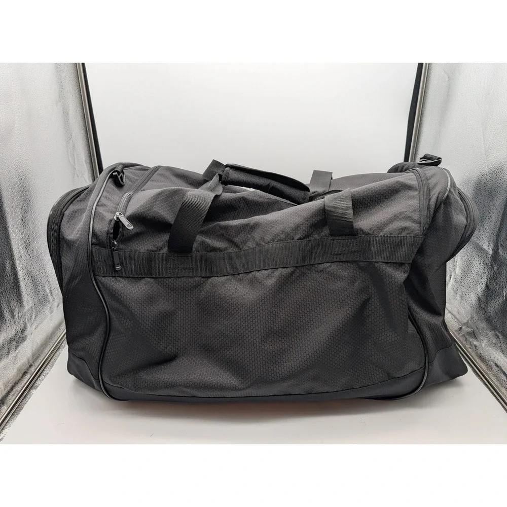 Adidas Black Honeycomb Textured Duffel Gym Bag Large Logo Zipper Pockets